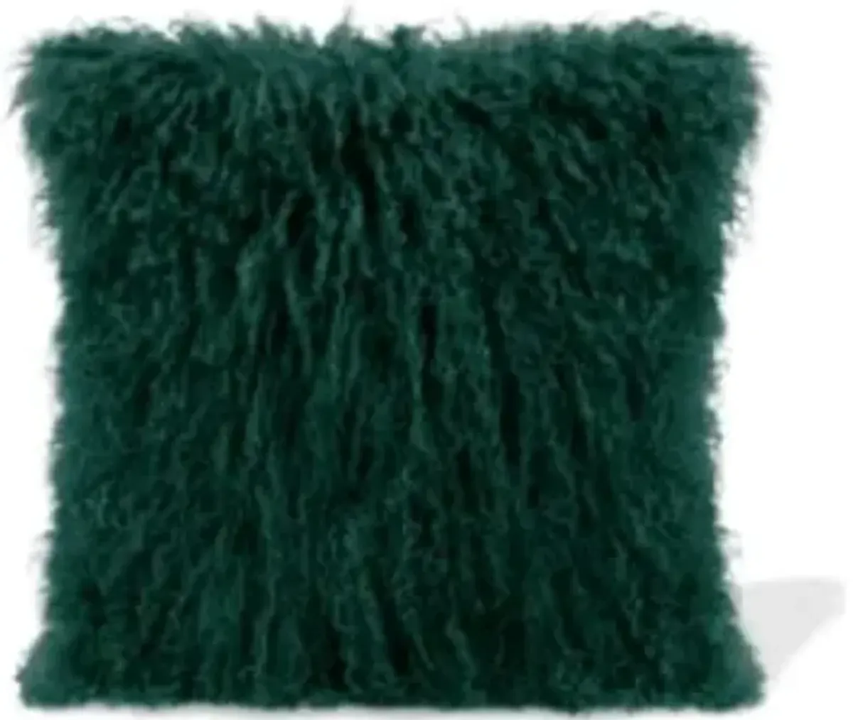 Hunter Green Lamb Fur Pillow 15.75"W x 15.75"H