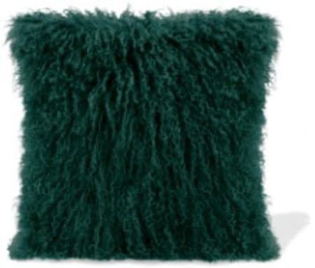 Hunter Green Lamb Fur Pillow 15.75"W x 15.75"H