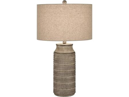 Taupe Textured Column Table Lamp 29"H