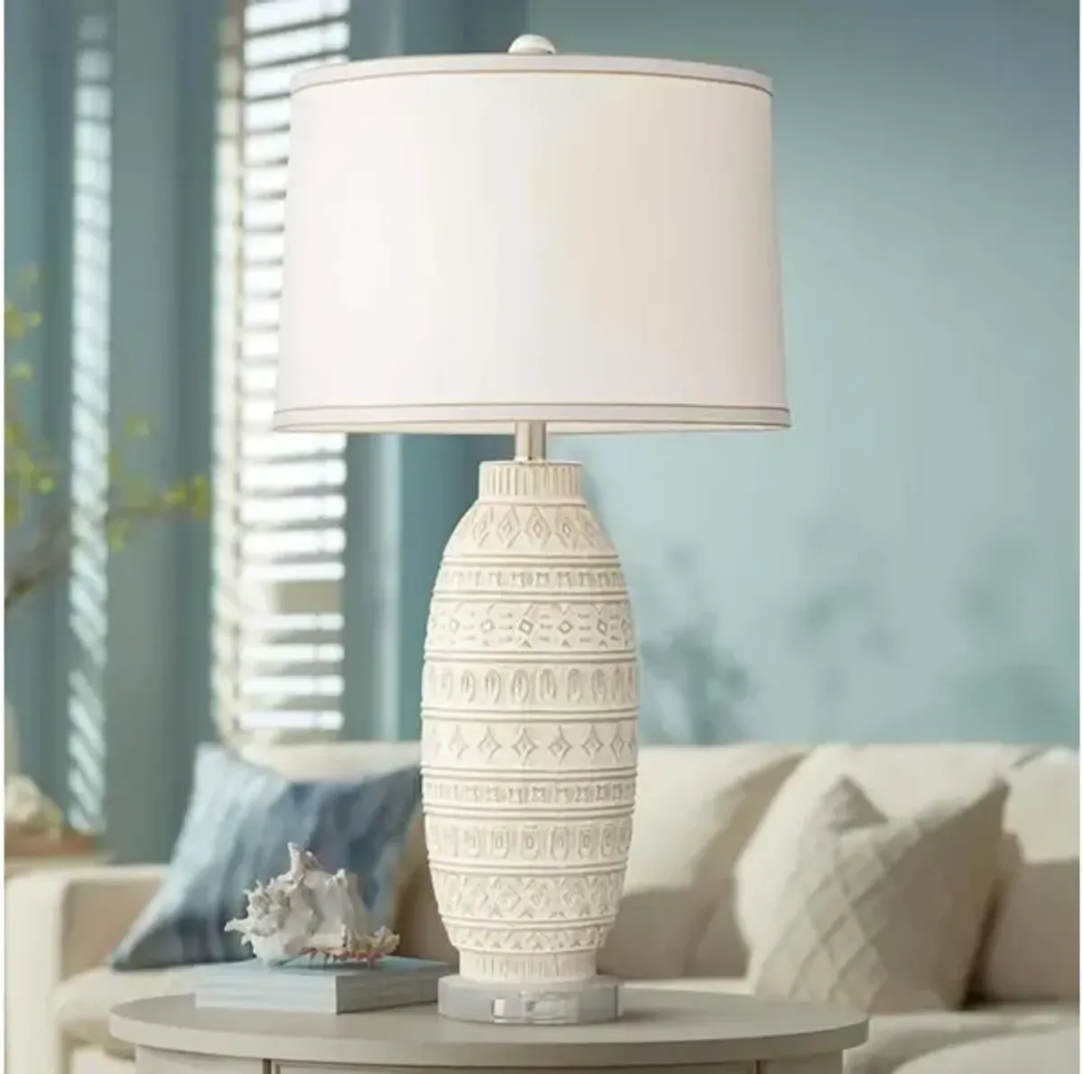 Beige Textured Ceramic Table Lamp 31"H