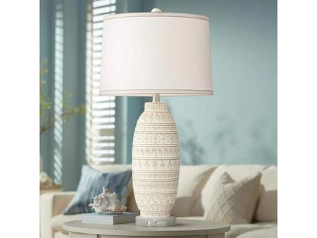 Beige Textured Ceramic Table Lamp 31"H