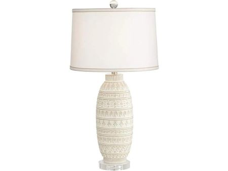 Beige Textured Ceramic Table Lamp 31"H