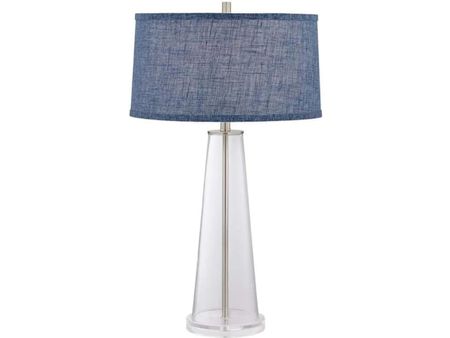 Glass Cone with Denim Shade Table Lamp 29.5"H