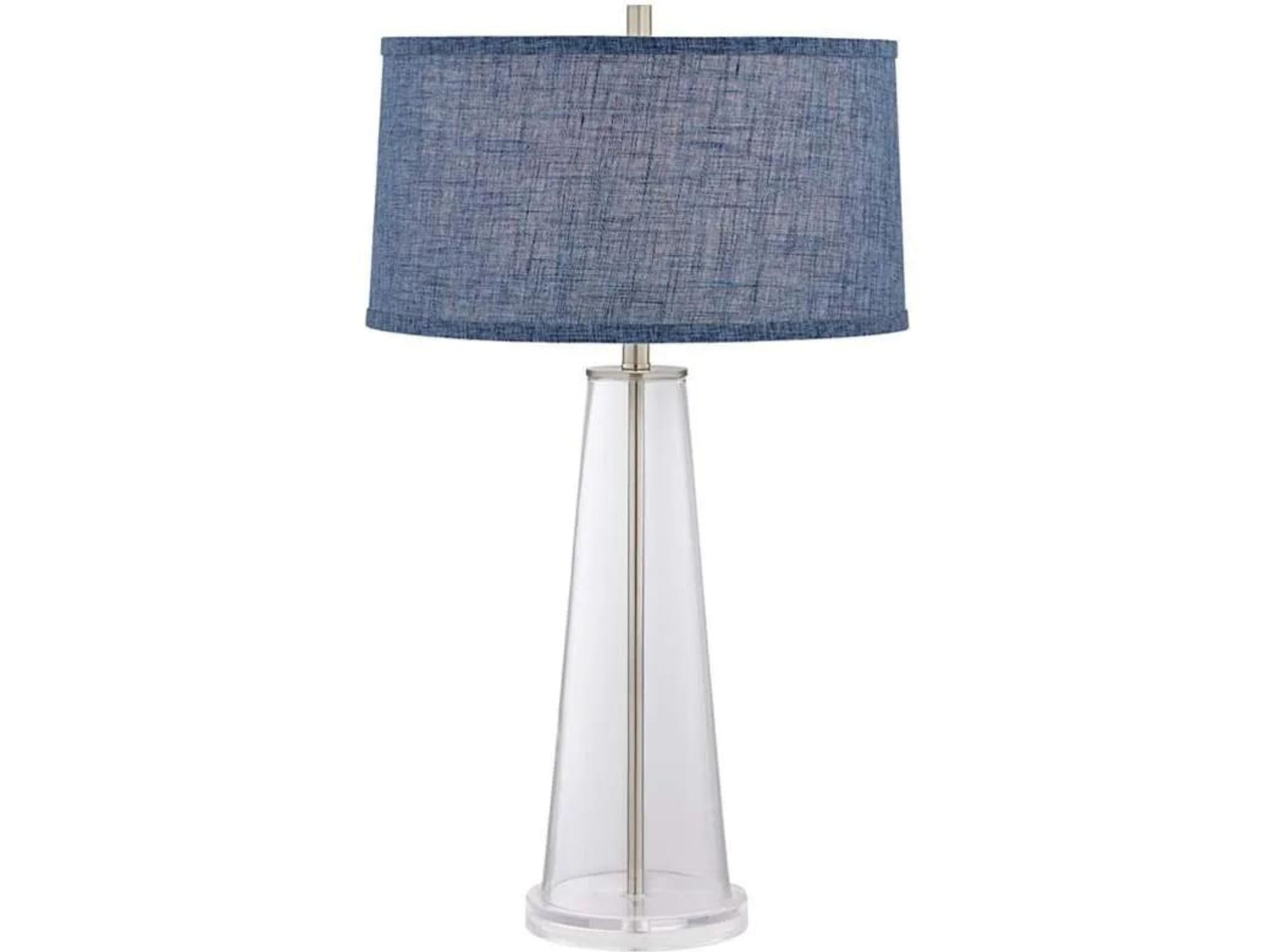 Glass Cone with Denim Shade Table Lamp 29.5"H