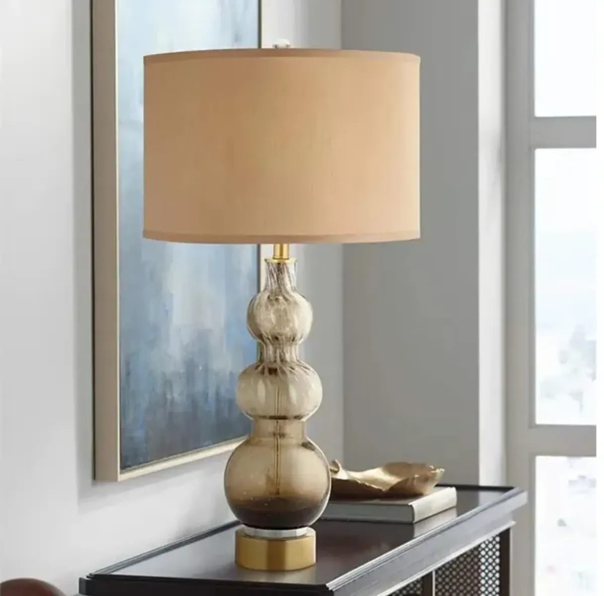 Sepia Art Glass Table Lamp 32.5"H