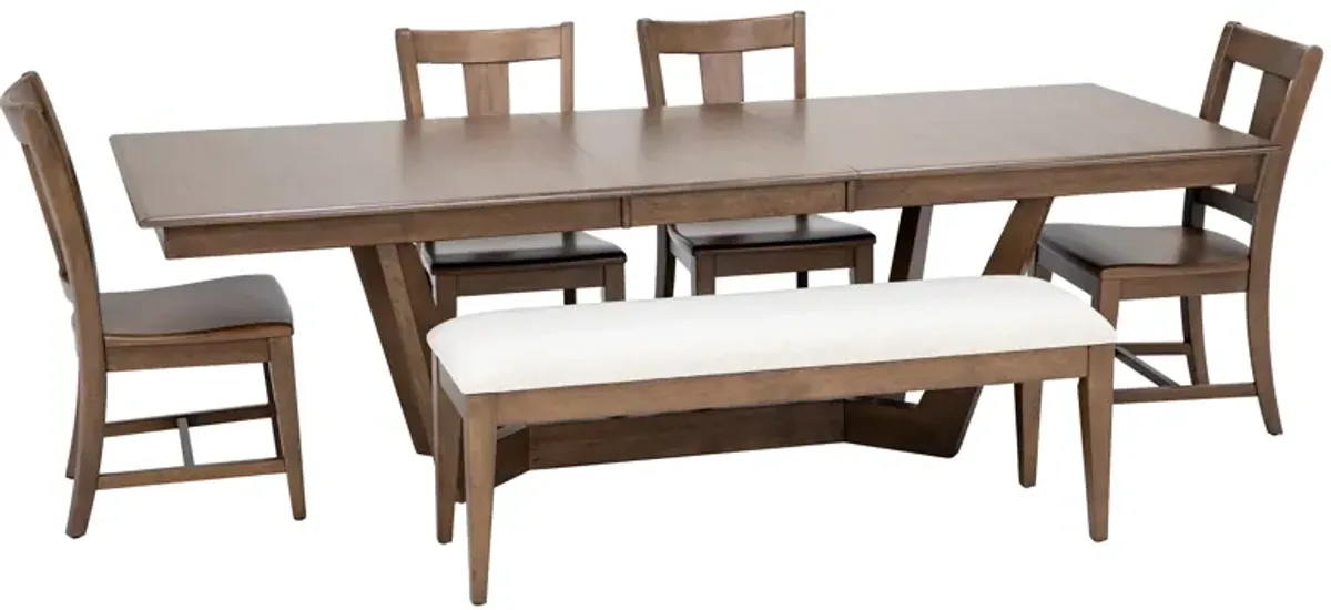 Kincaid Kafe 80-100" Rectangular Trestle Table In Ash Latte