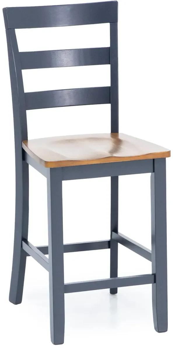 Caden 24" Counter Ladder Back Stools In Natural Blue