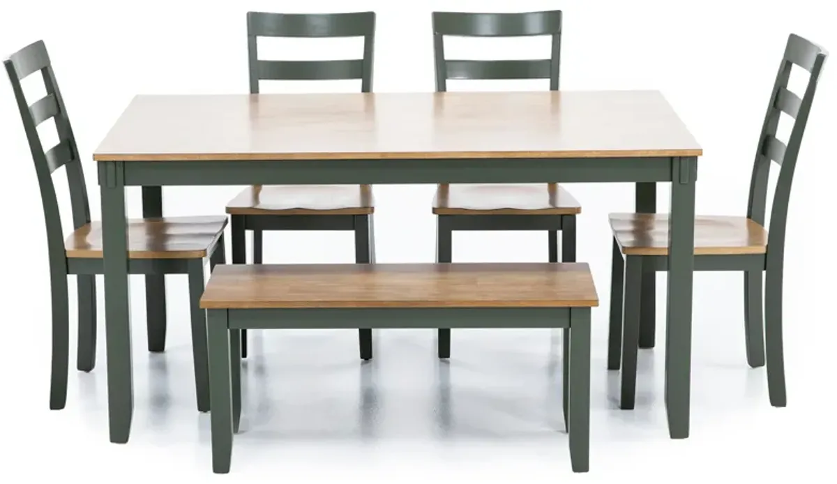 Caden 6Pc Dining Set (One Box) In Natural Green