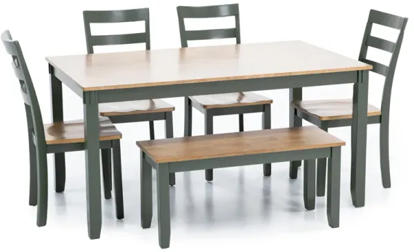 Caden 6Pc Dining Set (One Box) In Natural Green