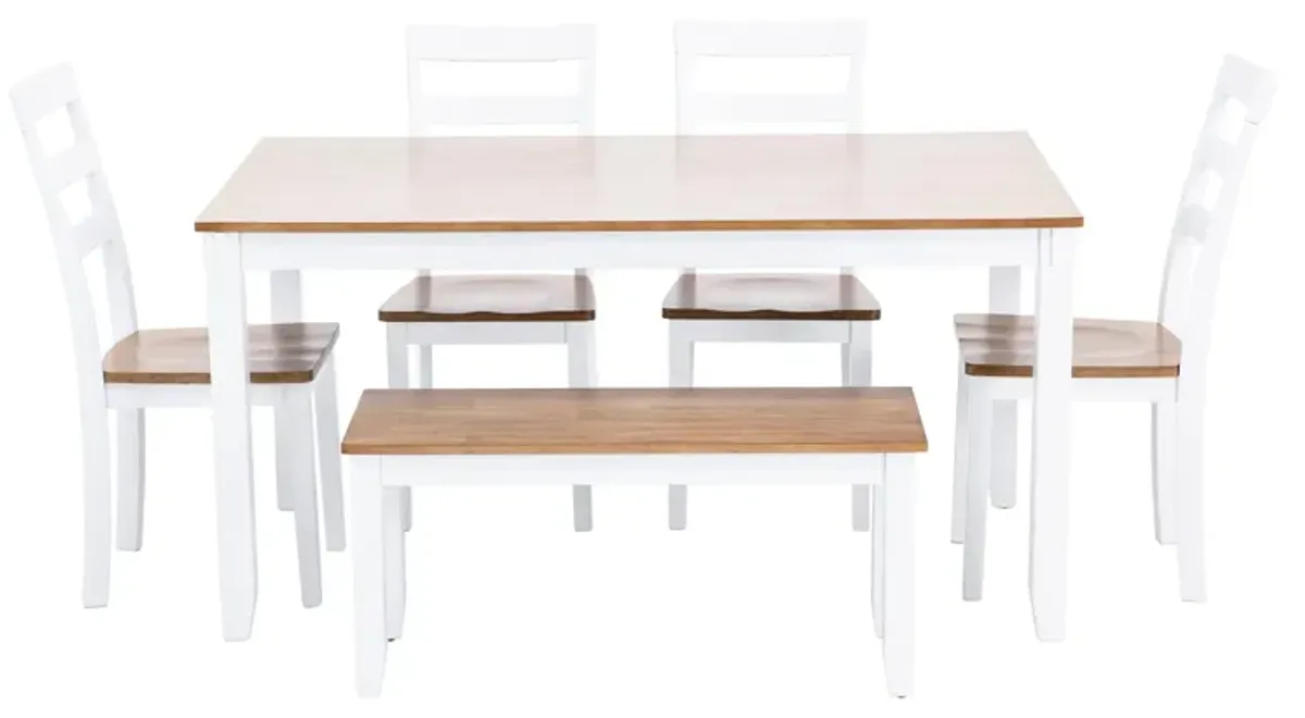 Caden 6Pc Dining Set (One Box) In Natural White