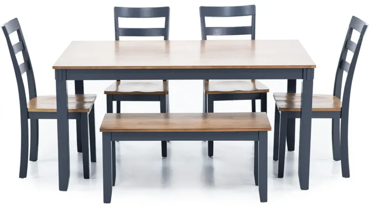Caden 6Pc Dining Set (One Box) In Natural Blue