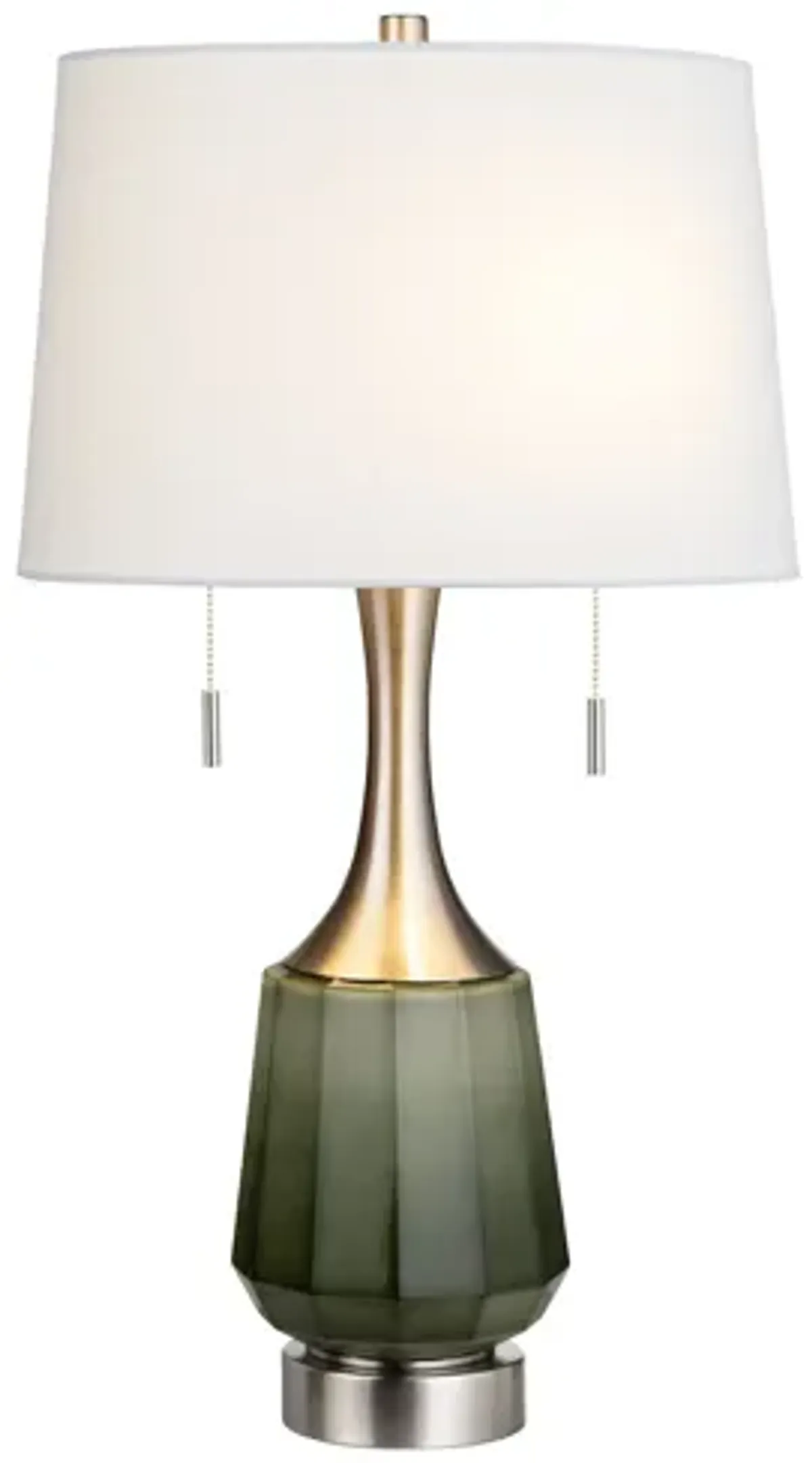 Green Glass and Brushed Nickel Table Lamp 29.5"H