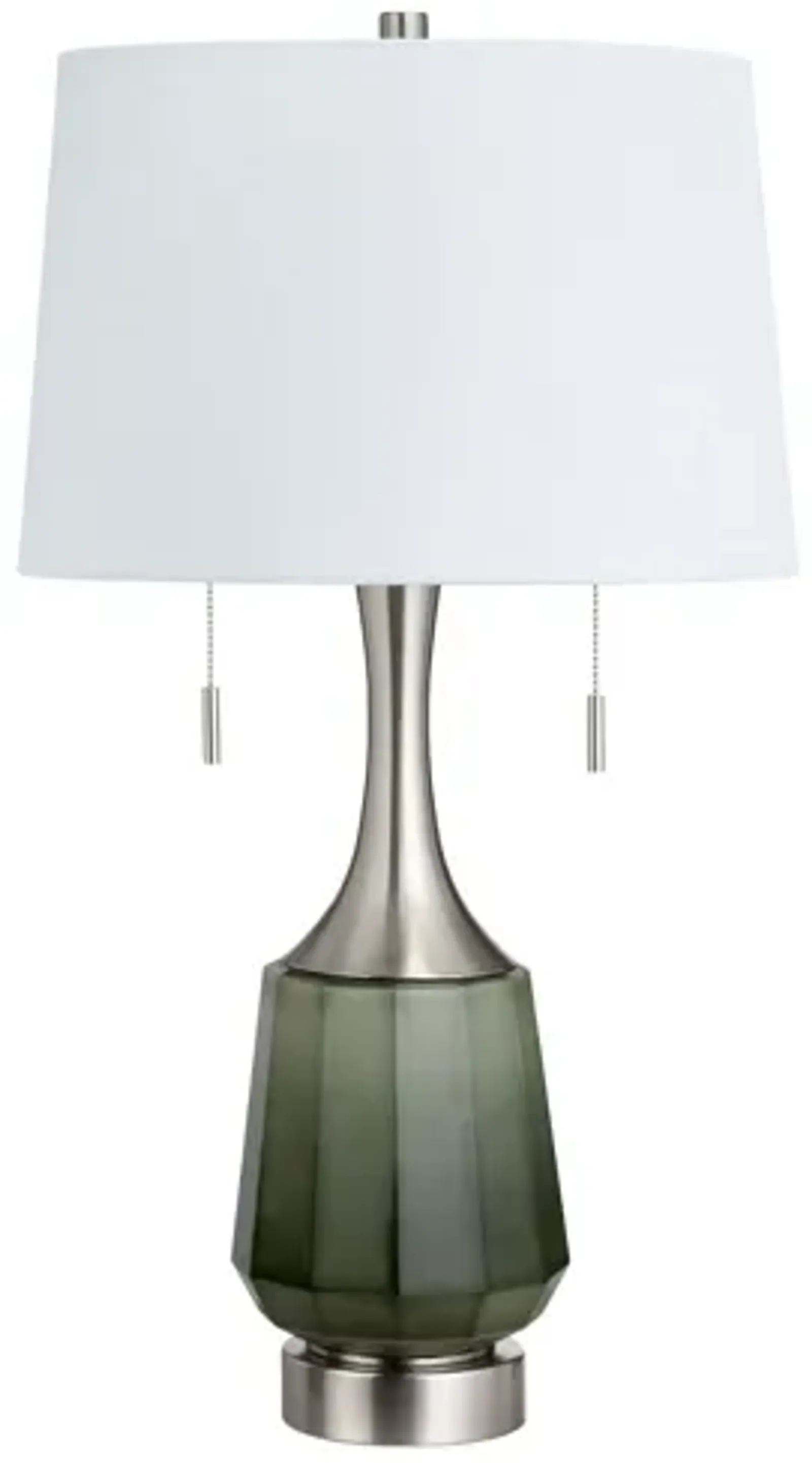 Green Glass and Brushed Nickel Table Lamp 29.5"H