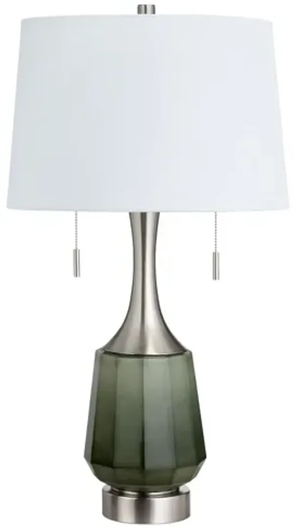 Green Glass and Brushed Nickel Table Lamp 29.5"H