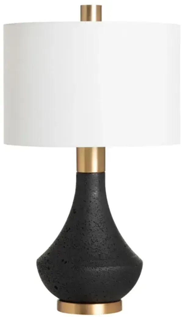 Black and Brass Cement Table Lamp 27.5"H