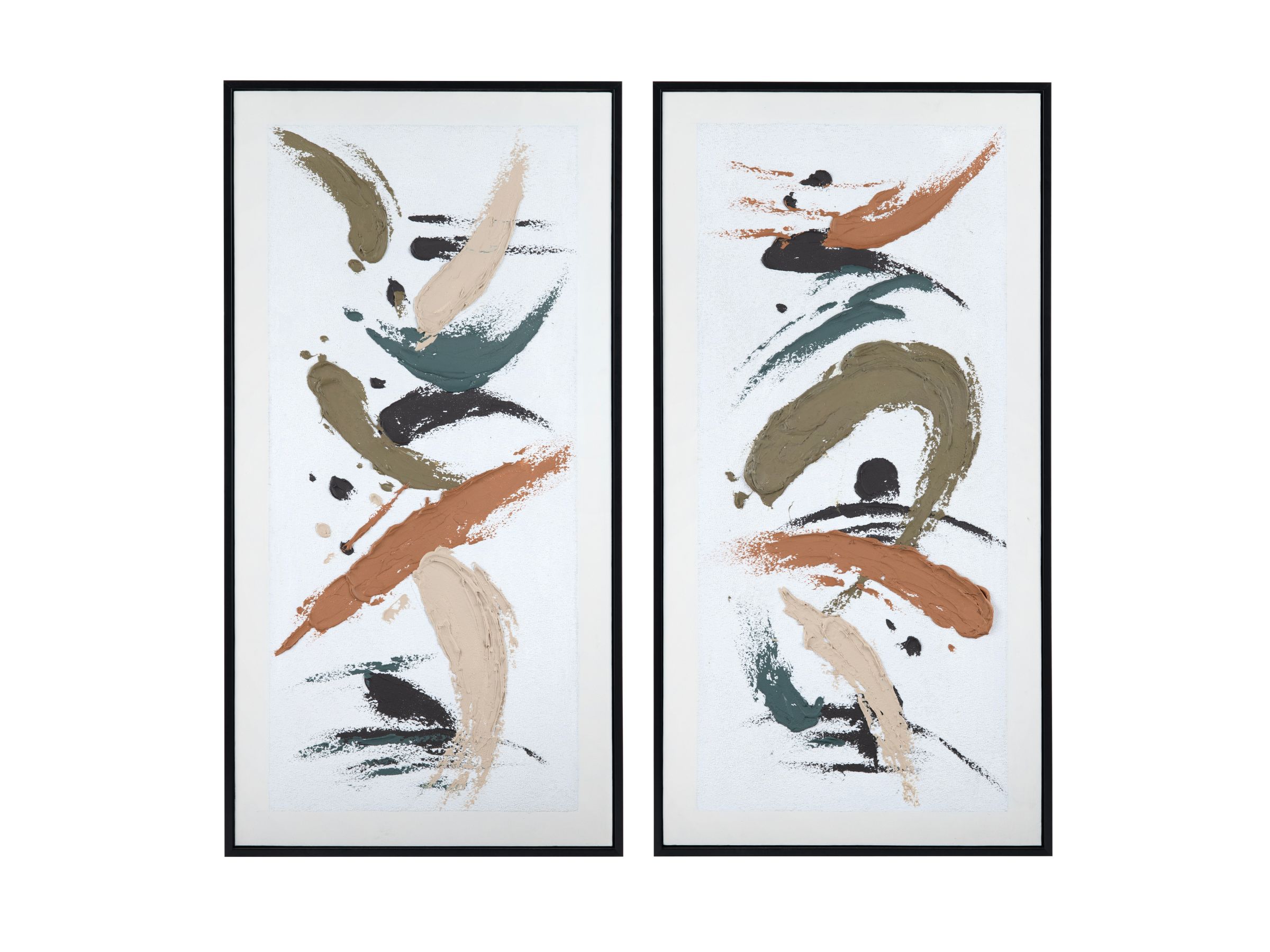 Set of 2 Multi Strokes Framed Paintings 31.5"W x 61.5"H