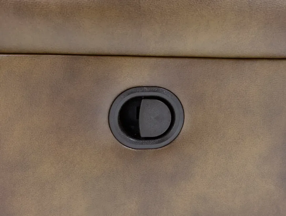 Boone Leather Reclining Console Loveseat in Saddle