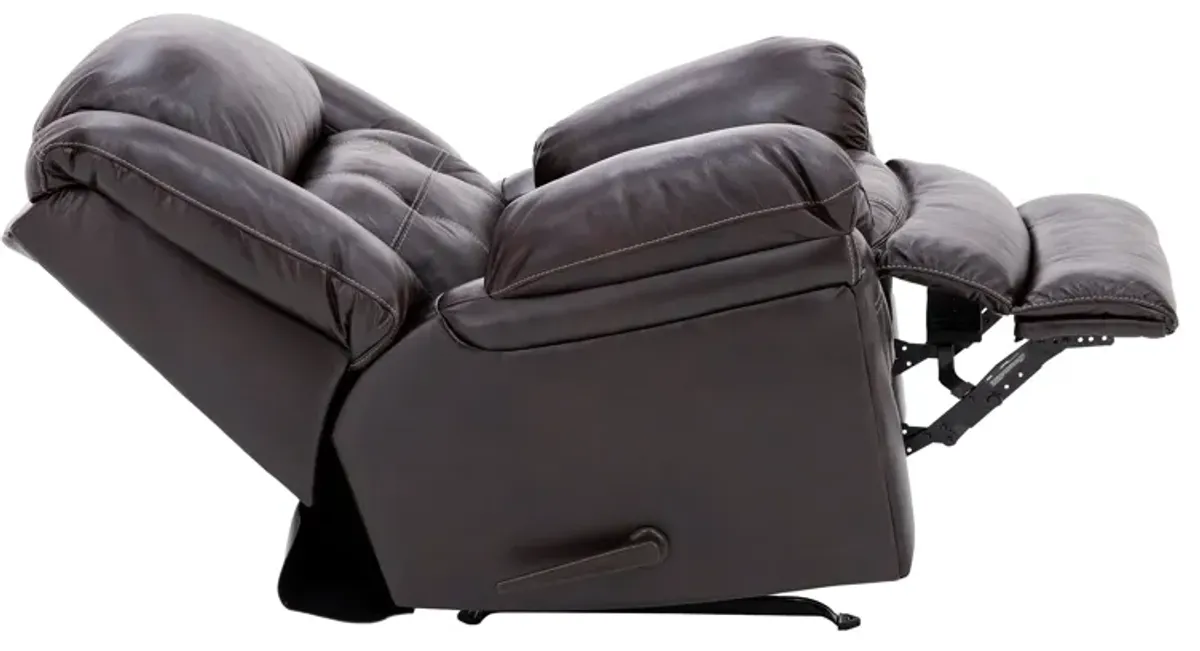 Boone Leather Rocker Recliner in Whiskey