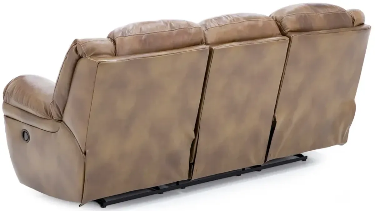 Boone Leather Reclining Sofa in Saddle