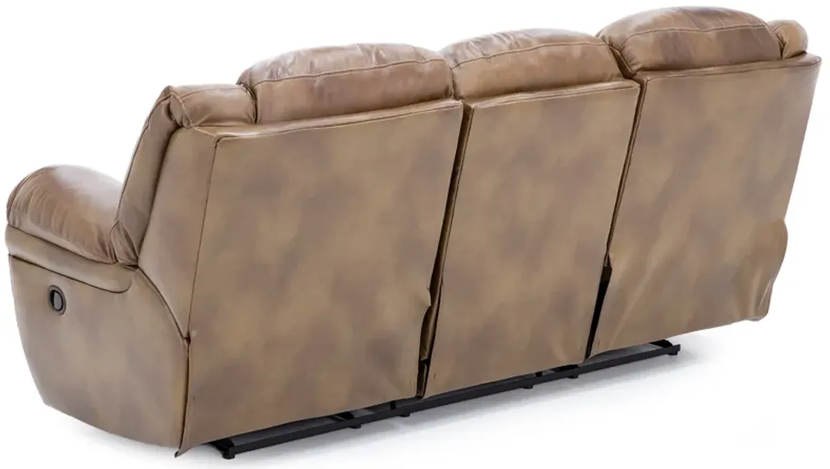 Boone Leather Reclining Sofa in Saddle