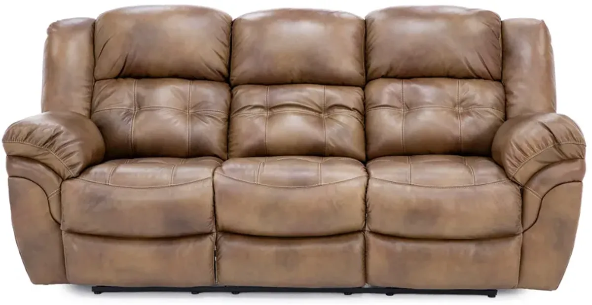 Boone Leather Reclining Sofa in Saddle