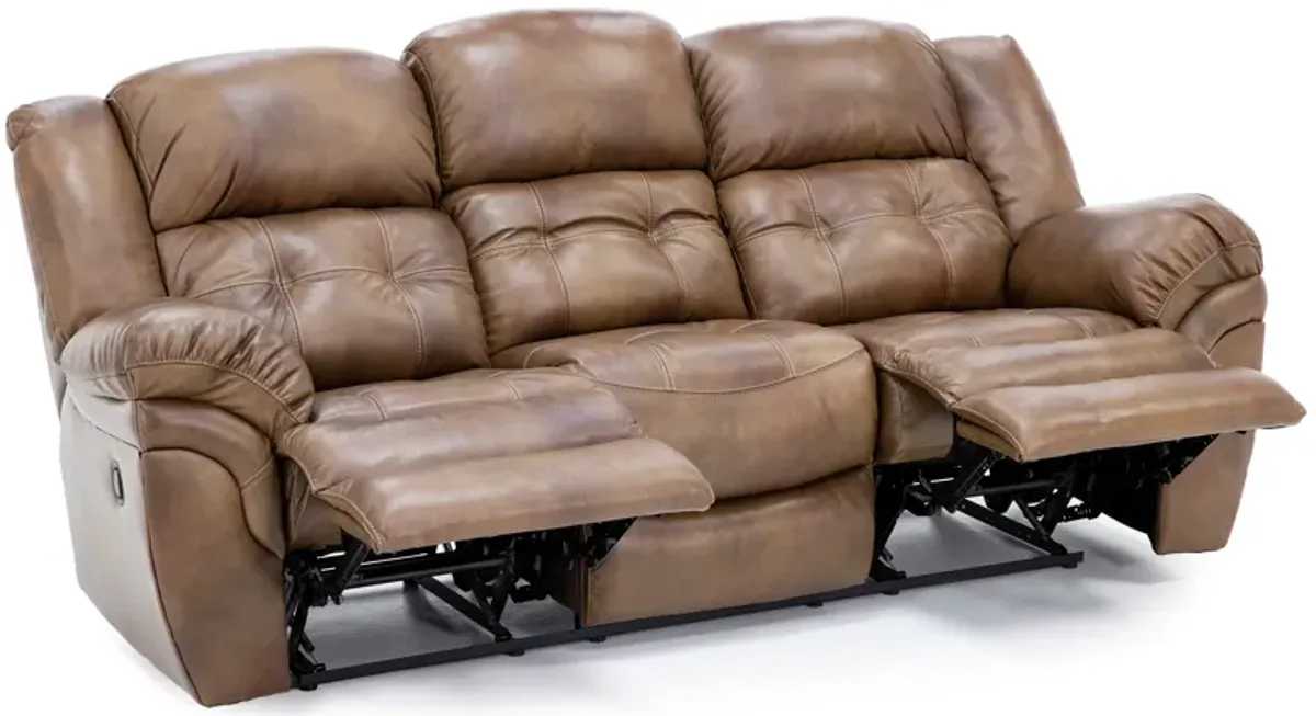 Boone Leather Reclining Sofa in Saddle