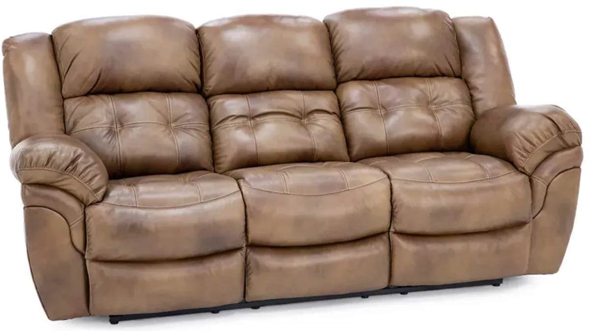 Boone Leather Reclining Sofa in Saddle