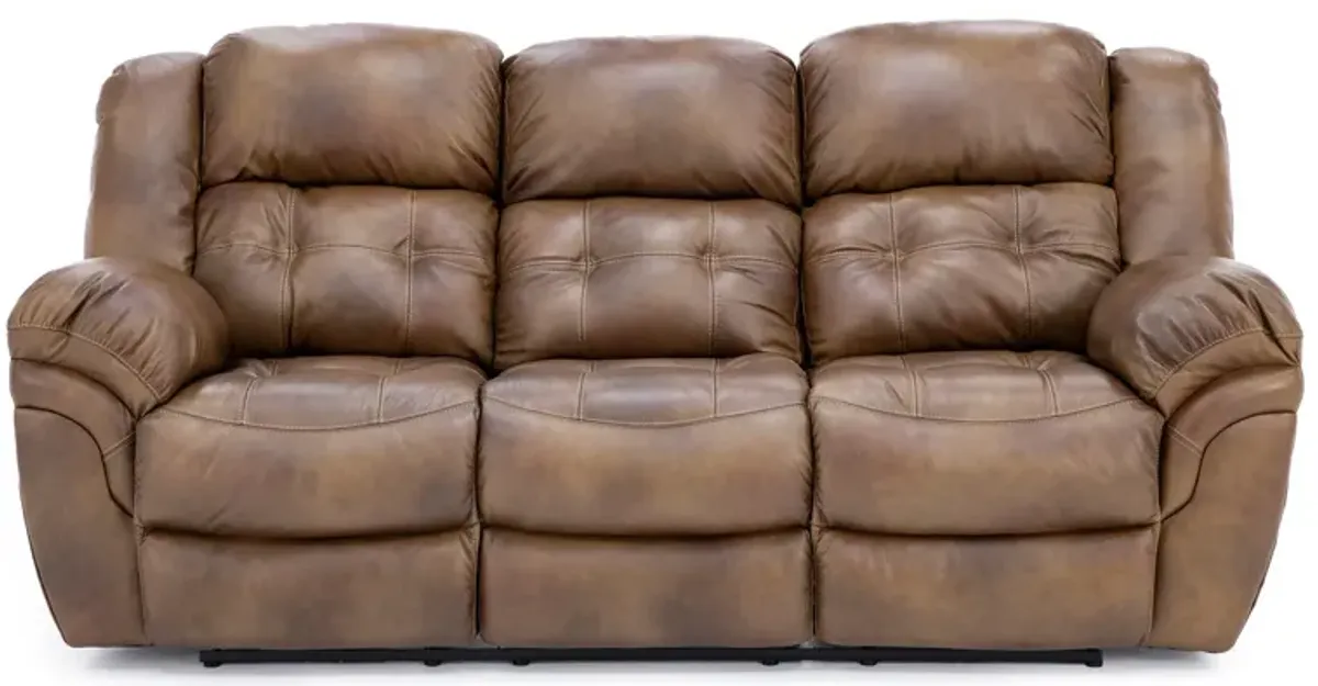 Boone Leather Power Reclining Sofa in Saddle