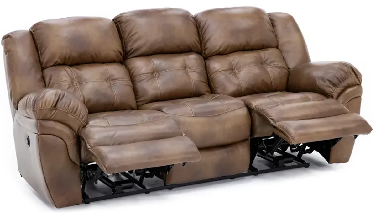 Boone Leather Power Reclining Sofa in Saddle