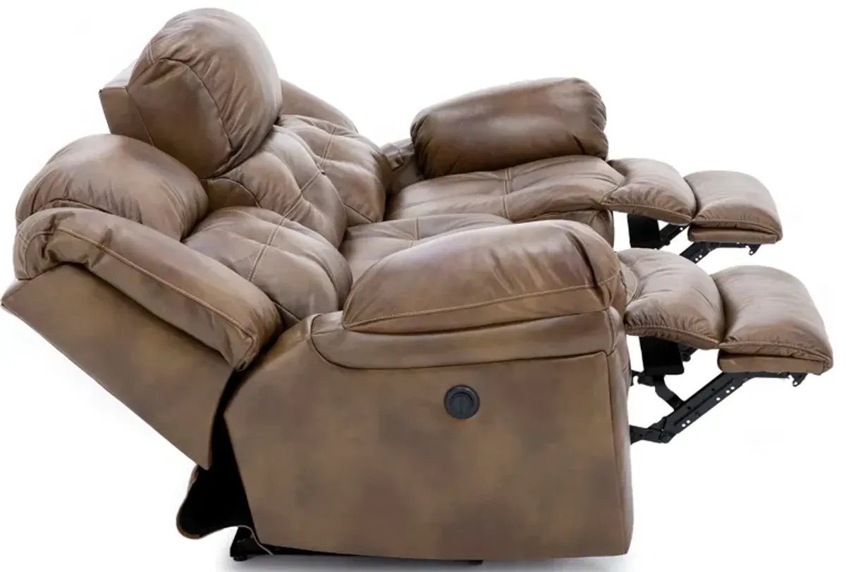 Boone Leather Power Reclining Sofa in Saddle