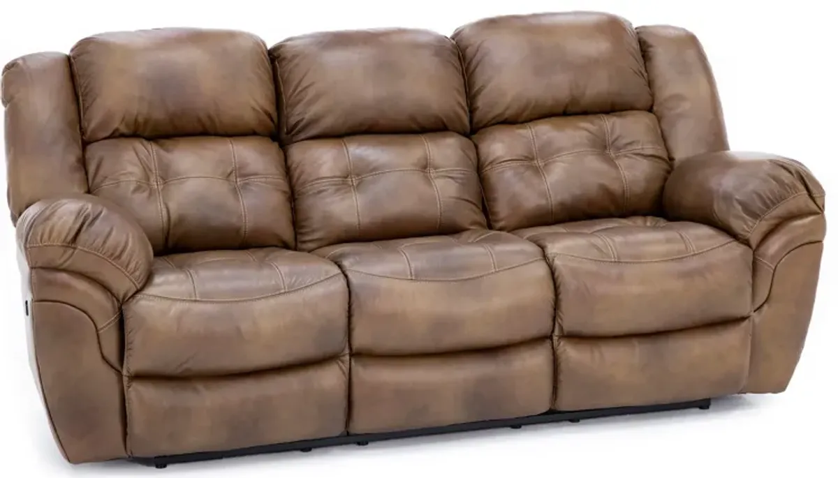 Boone Leather Power Reclining Sofa in Saddle