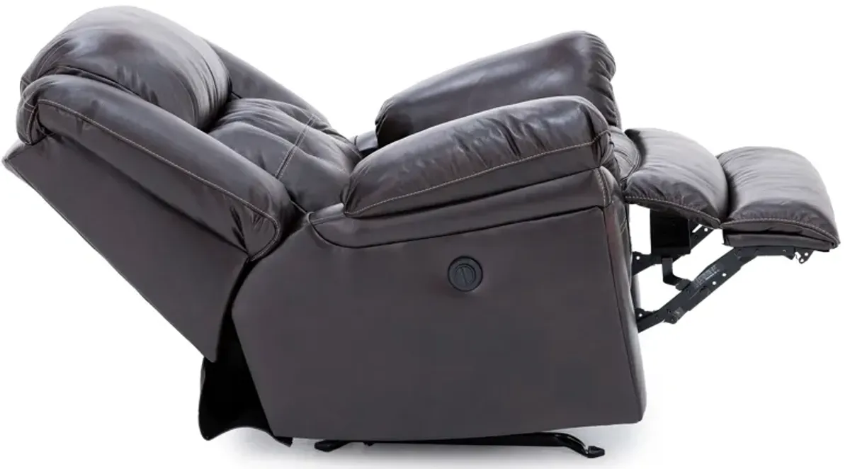 Boone Leather Power Rocker Recliner in Whiskey