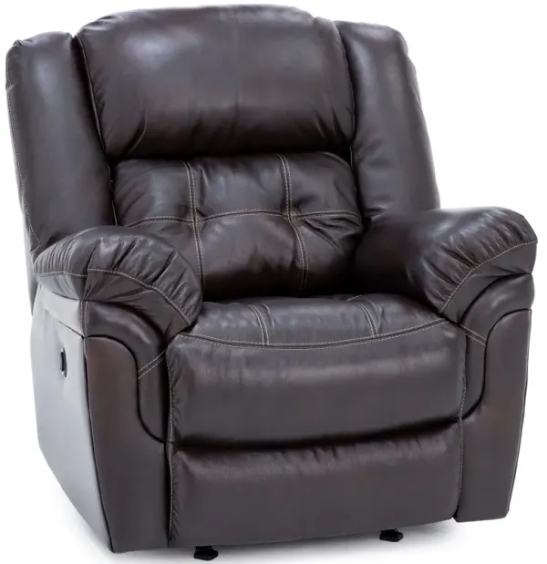 Boone Leather Power Rocker Recliner in Whiskey