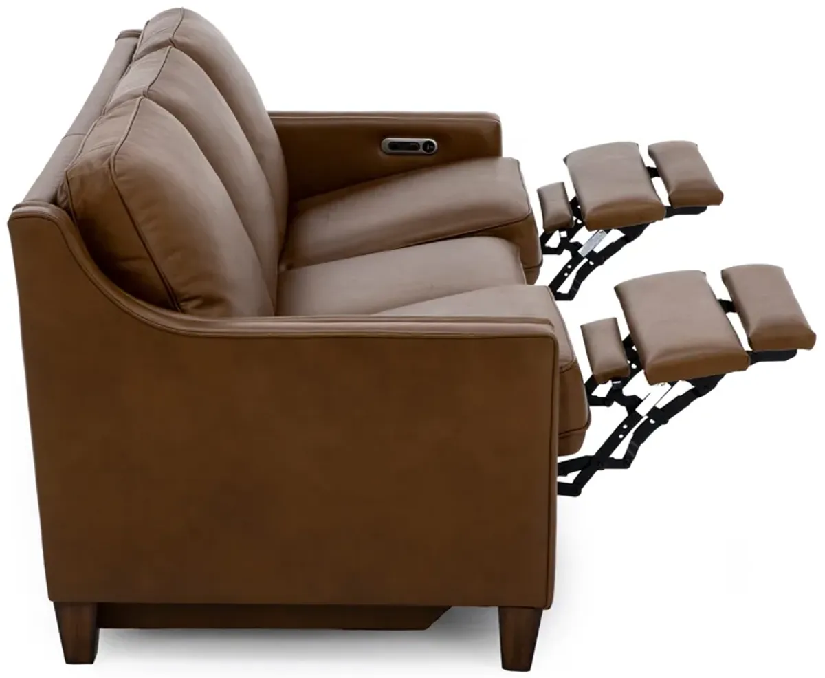 Emery Leather Power Wall Saver Reclining Sofa in Cognac