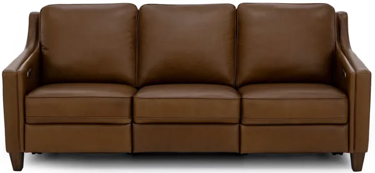 Emery Leather Power Wall Saver Reclining Sofa in Cognac