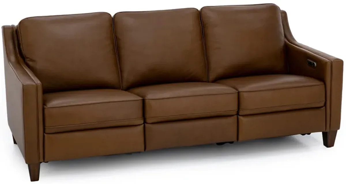 Emery Leather Power Wall Saver Reclining Sofa in Cognac