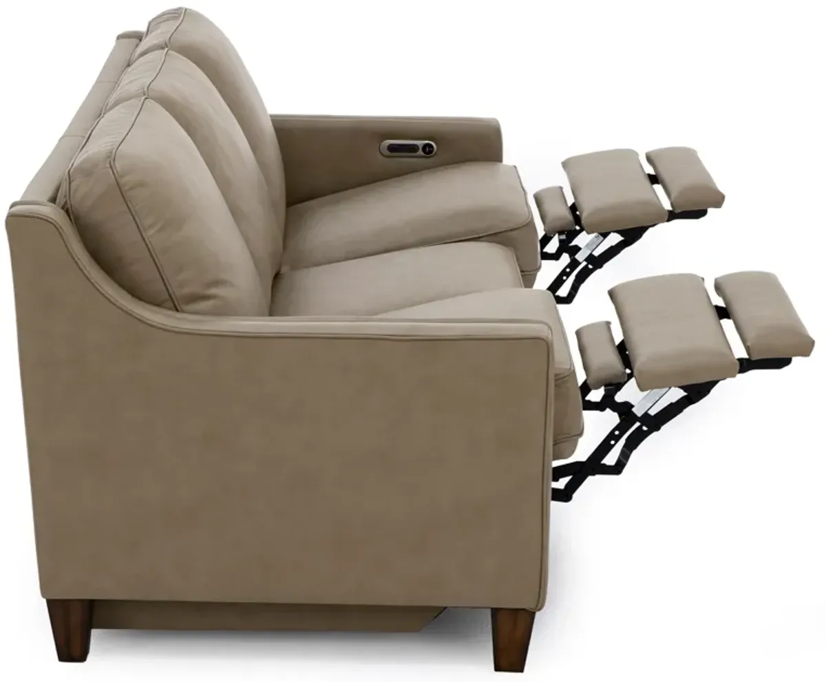 Emery Leather Power Wall Saver Reclining Sofa in Tan