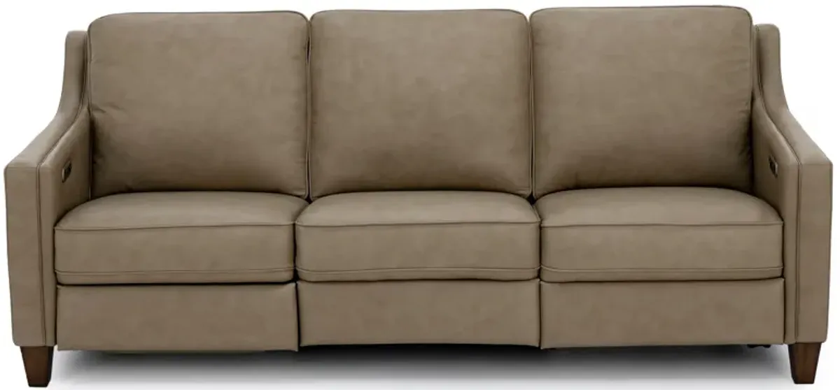 Emery Leather Power Wall Saver Reclining Sofa in Tan