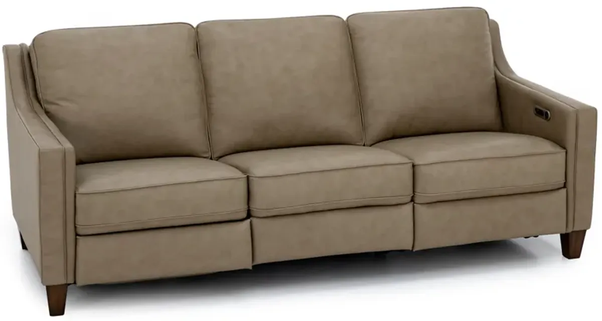 Emery Leather Power Wall Saver Reclining Sofa in Tan