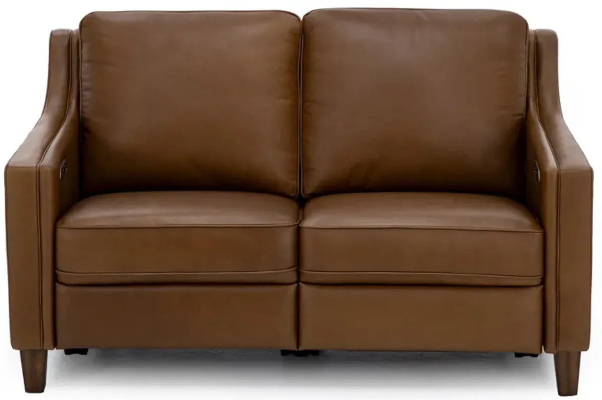 Emery Leather Power Reclining Loveseat in Cognac