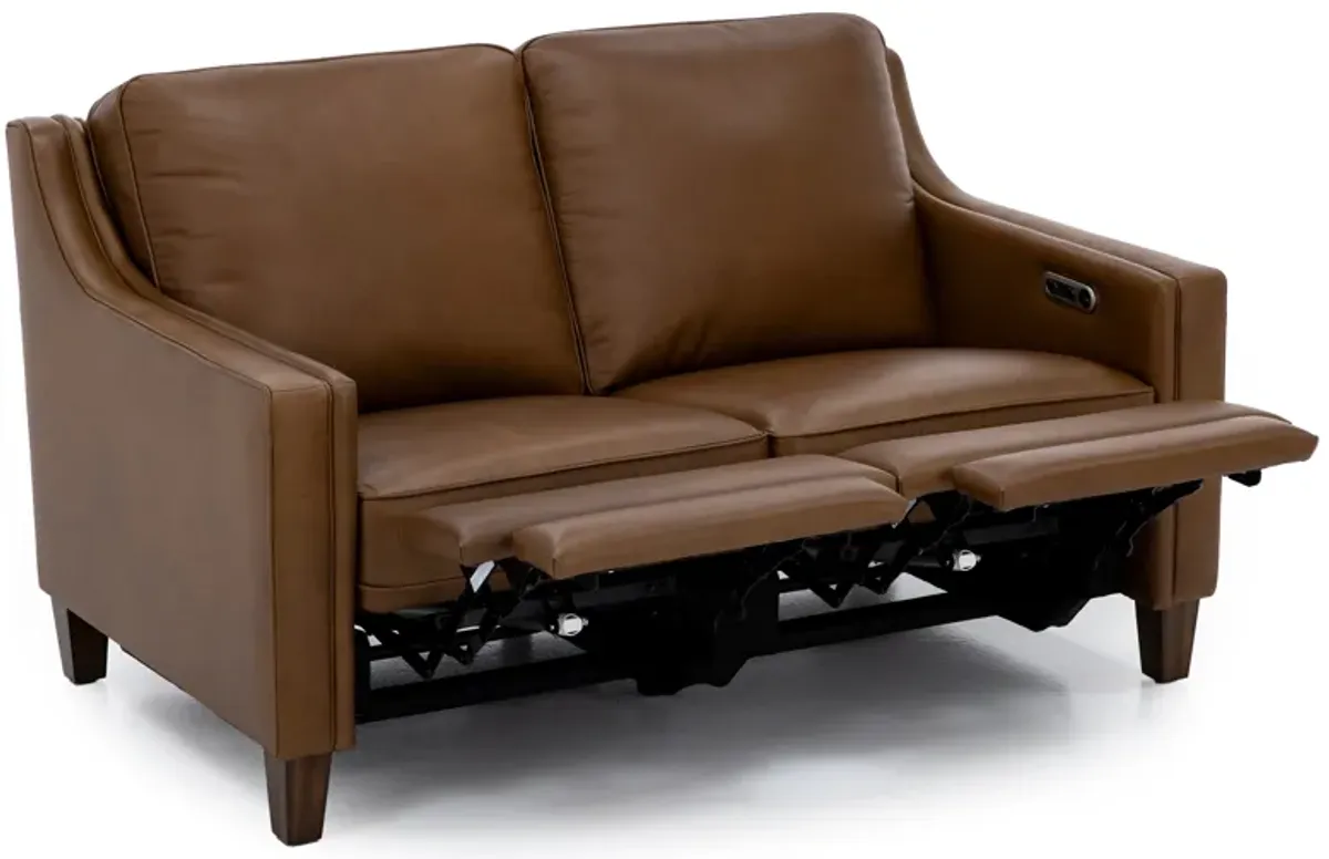 Emery Leather Power Reclining Loveseat in Cognac