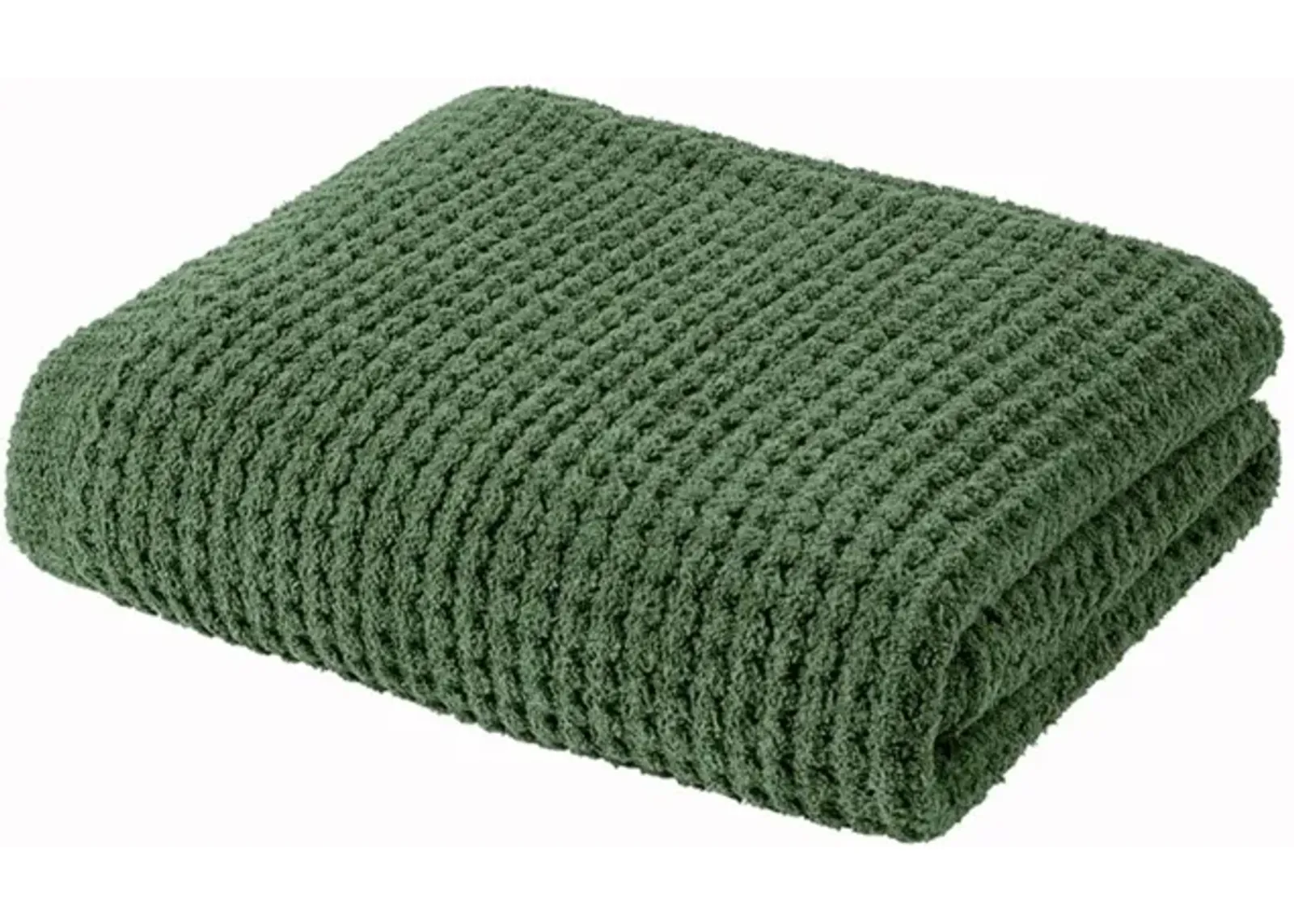 Green Knit and Sherpa Throw 50"W x 60"L