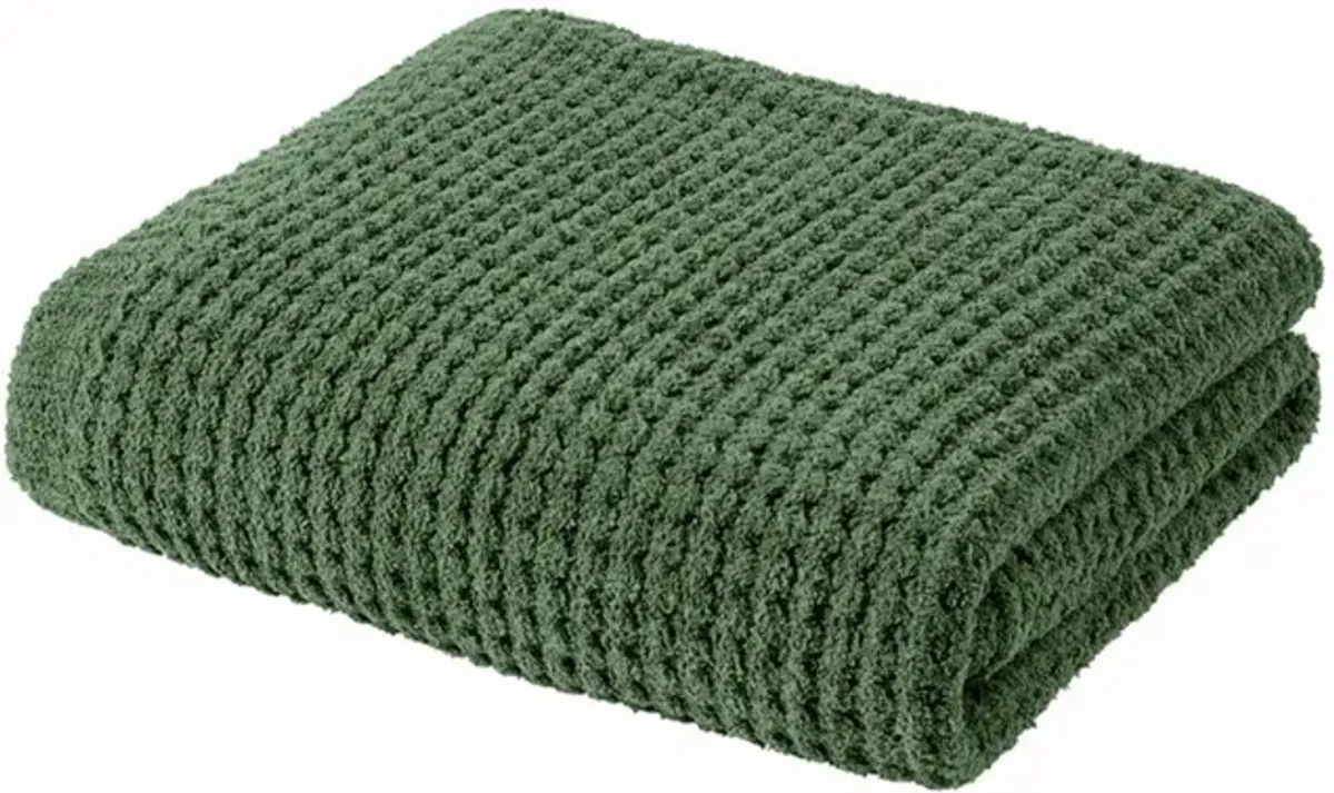 Green Knit and Sherpa Throw 50"W x 60"L