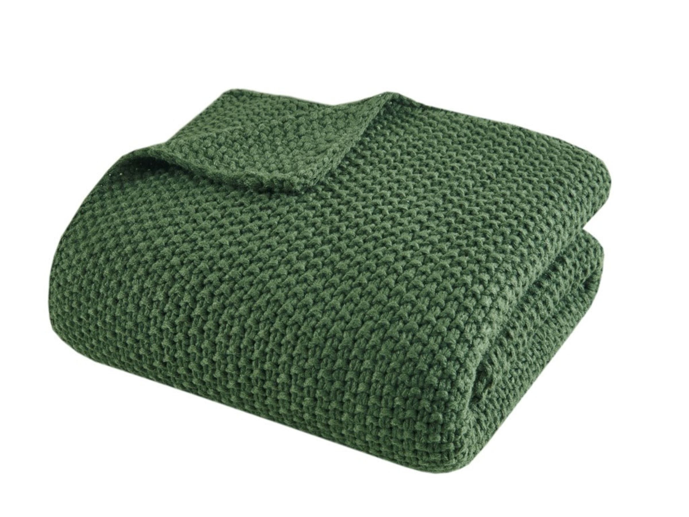 Green Knit Throw 50"W x 60"L