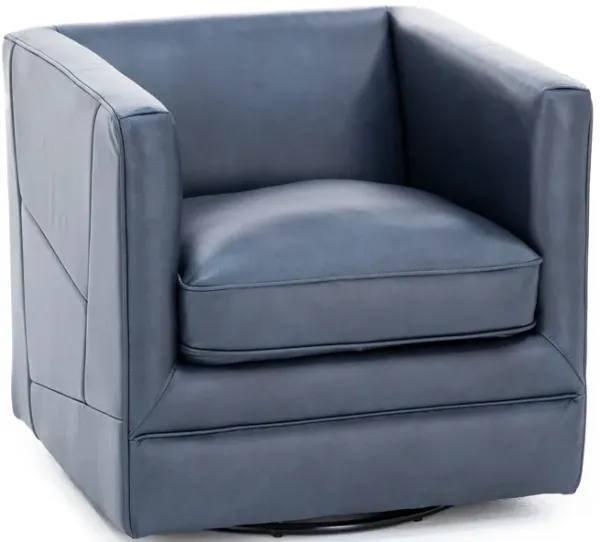 Spector Leather Swivel Chair in Cobalt