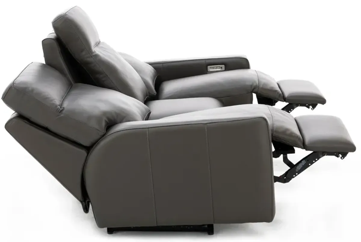 Design and Recline Lyndsey Leather Fully Loaded Reclining Sofa