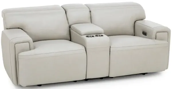 Ames Leather Zero Gravity Power Headrest Reclining Console Loveseat