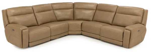 Monroe 5-Pc. Leather Power Headrest Zero Gravity Reclining Modular In Maverick Buff With 2 Reclining