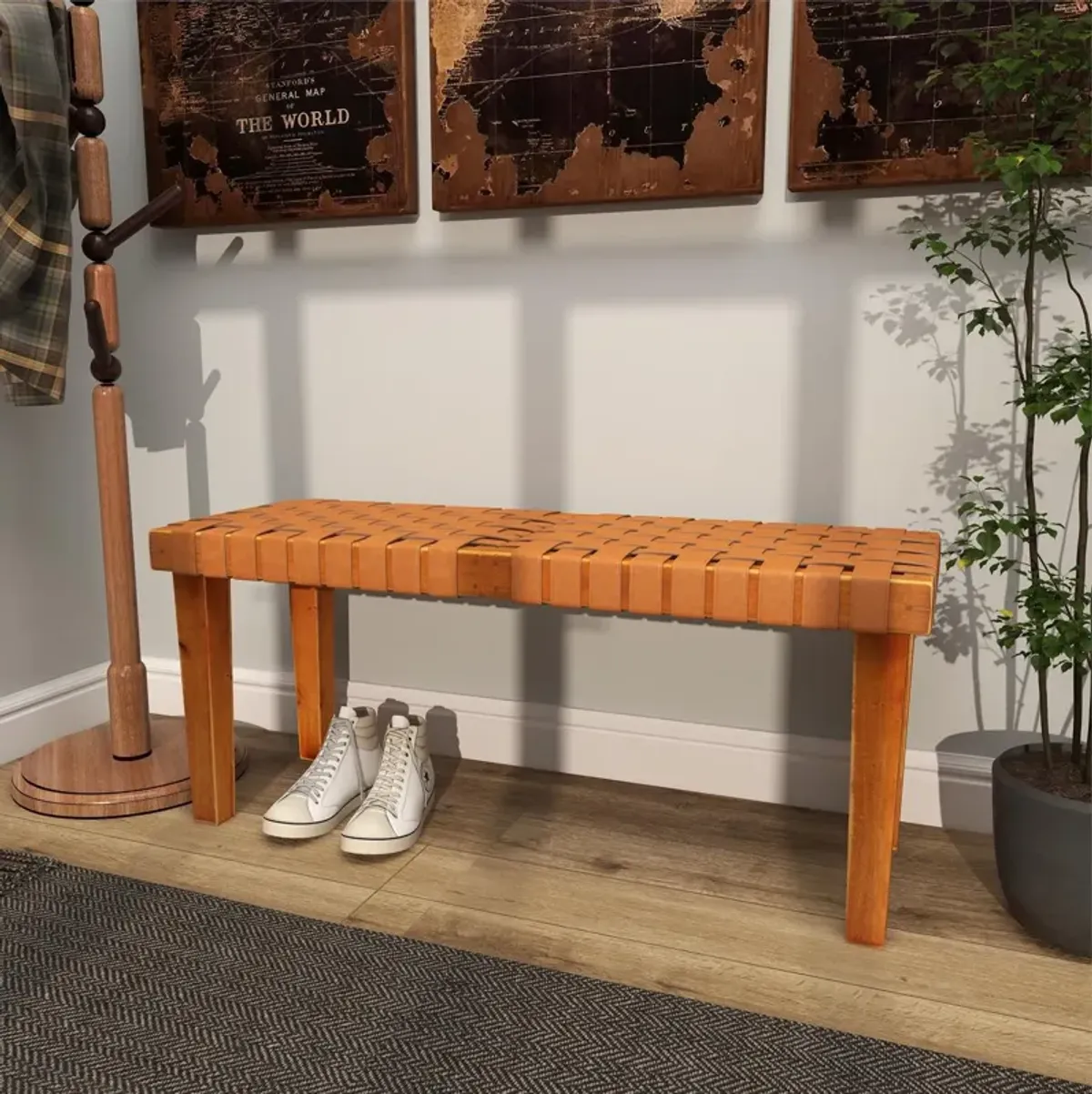 Brown Woven Bench