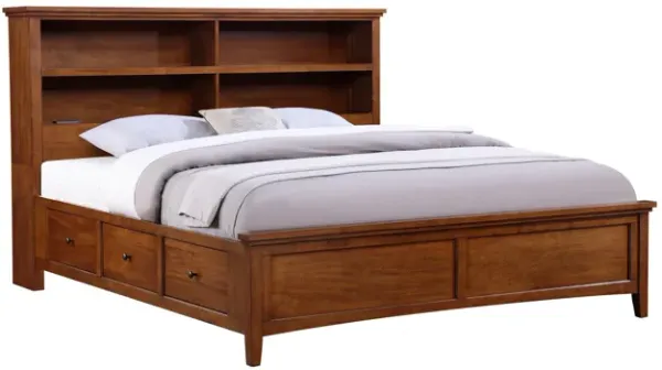Spencer King Bookcase Storage Bed In Brown